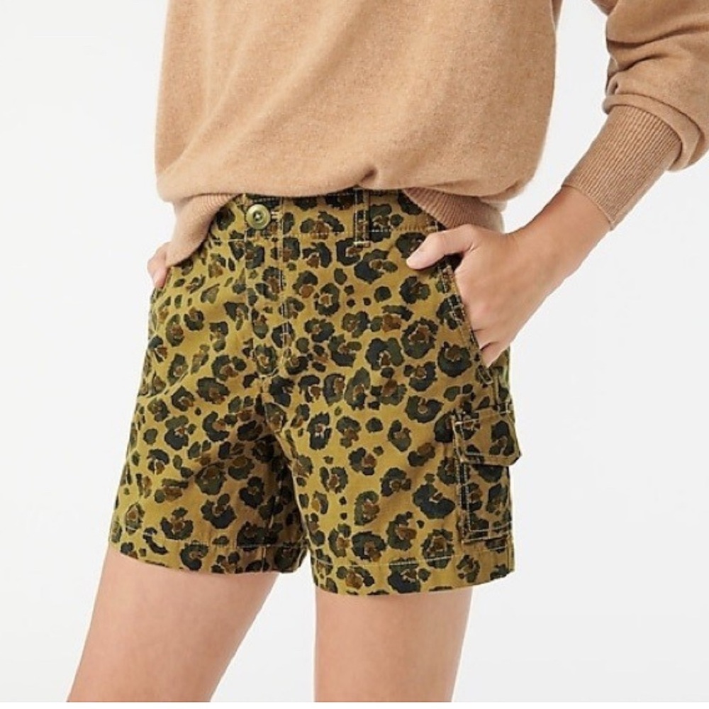 J. Crew Cotton Cargo Leopard Print Women Shorts